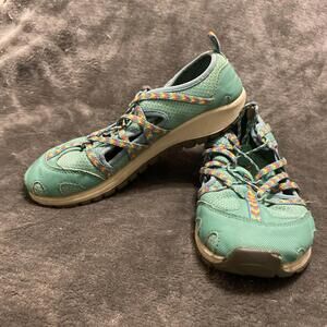 Chaco Kid Water Shoe Teal Outcross Bungee Lace Youth Sz 4 Outdoor Beach Swim